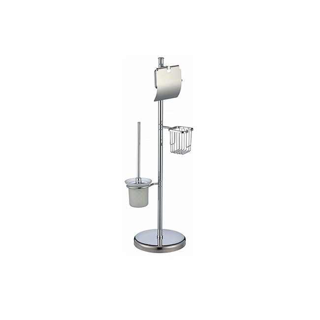 Напольная стойка для санузла, держатель для туалетной бумаги, освежителя воздуха и ершик для унитаза Viko V-466 цвет хром высота 79 см.