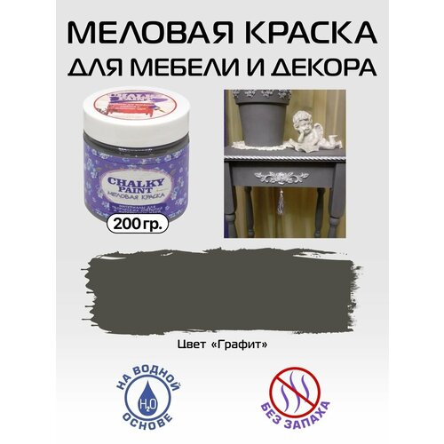 Краска меловая для мебели и декора Chalky Paint на водной основе графит 200 г 416₽