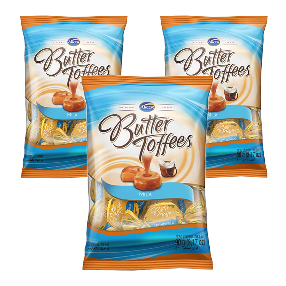 Молочные конфеты BUTTER TOFFEES 90 г. набор 3шт - фотография № 1