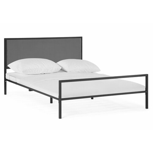 Кровать двуспальная металлическая KAPIOVI OGERT 160, черная, антрацитовое изголовье