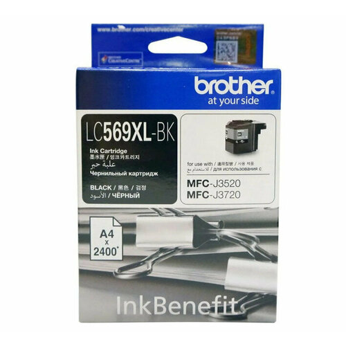 Картридж Brother LC-569XLBK для принтеров Brother MFC-J3720/J3520 , черный, (2400стр) расходный материал для печати brother lc569xlbk черный