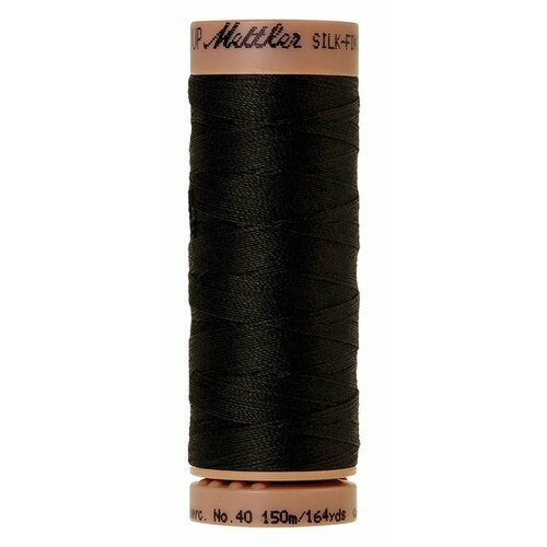 Нить для машинного квилтинга Amann Group - Silk-Finish Cotton, 4000 черная, 150м, толщина №40, 5 шт