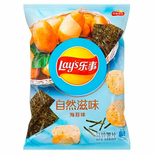 Картофельные чипсы Lay's Natural Seaweed со вкусом морской капусты (Китай), 65 г