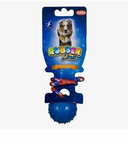 NOBBY Игрушка для собак мяч с веревкой и колокольчиком 7 см