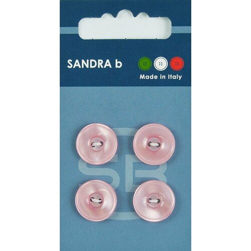 Пуговица Sandra b, круглая, пластиковая, 24L, розовая, 4 шт в упаковке