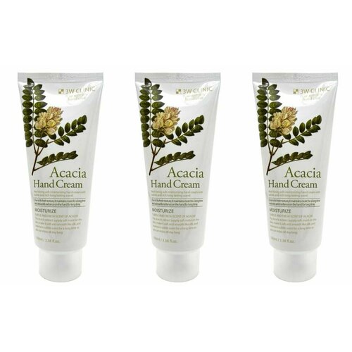 3W Clinic Крем для рук С экстрактом акации, Moisturizing Acacia, 100 мл, 3 шт