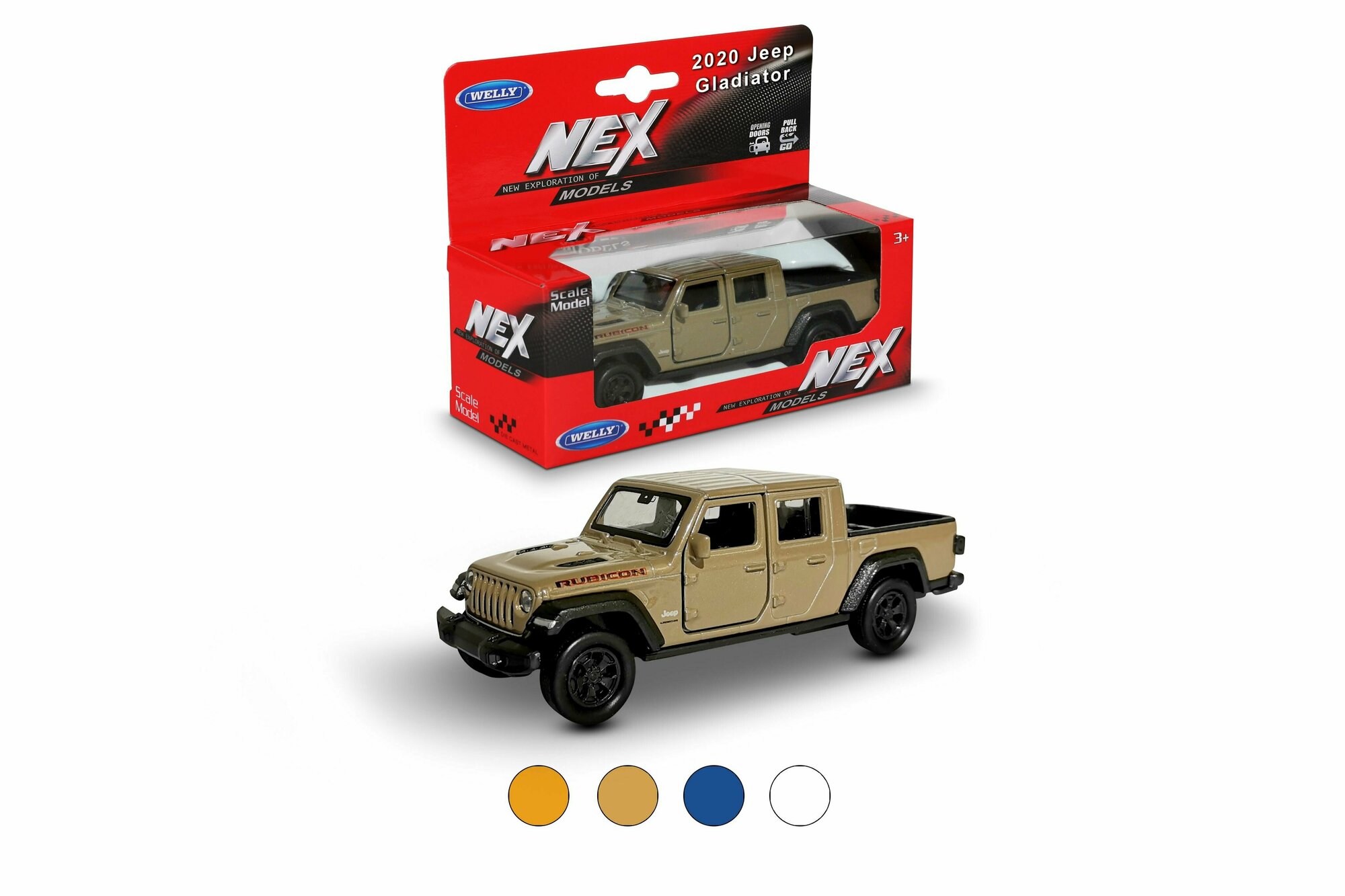 Машинка WELLY JEEP GLADIATOR / модель машины 1:38 с пружинным механизмом / цвет в ассортименте