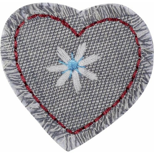 Термонаклейка HKM Textil - Сердце, серая, 5 х 4.8 см, 1 шт