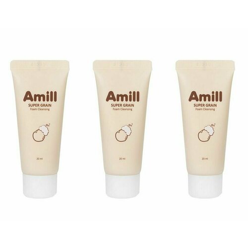 Amill Пенка для умывания Super grain foam cleansing, Deluxe sample, С зерновыми экстрактами, 20 мл, 3 шт