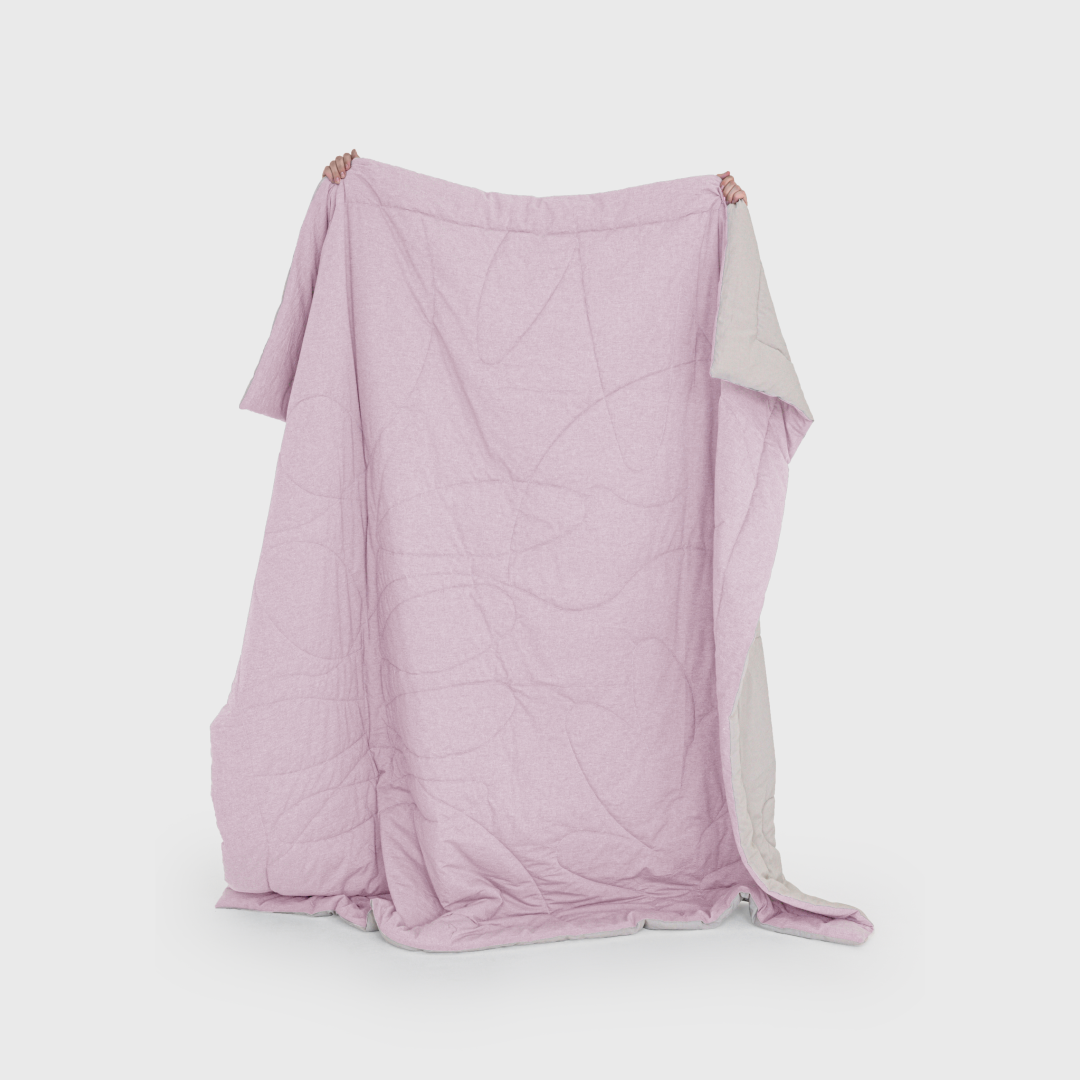 Одеяло MORФEUS - «YURA» из вареного хлопка - Бежево-розовый - фотография № 2
