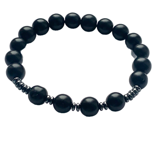 фото Браслет-нить, оникс, гематит, 1 шт., размер 20 см, размер xl, черный my lollipop