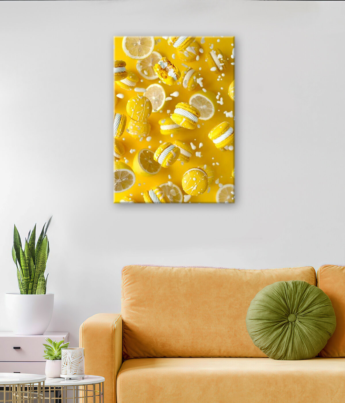 Картина/Картина на холсте/Картина на холсте для интерьера/Картина на стену/Картина в подарок для дома/- жёлтые обои с лимоном милые 20х30