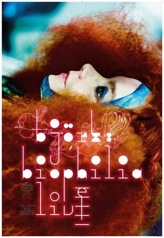 Плакат постер Бьорк: Biophilia Live (Bjork Biophilia Live) Ник Фентон Питер Стриклэнд на бумаге размер 21х30см