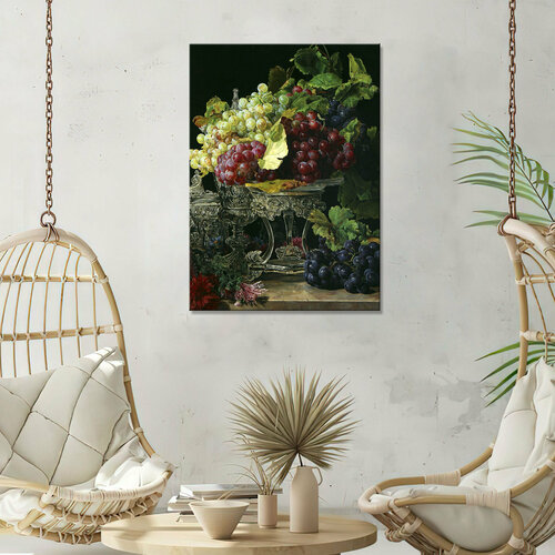 Картина/Картина на холсте для интерьера/Картина на стену/Картина для кухни/ - шикарный натюрморт с виноградом 40х60