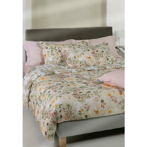 Постельное белье 2 спальное евро Mirabello Sweet Bouquet бежевое (200x220 / 270x290 / 50x70 (2шт))