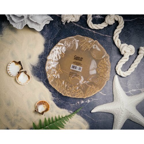 Тарелка обеденная Casa Di Fortuna Crab, 21 см, пастельно-лососевая, стекло