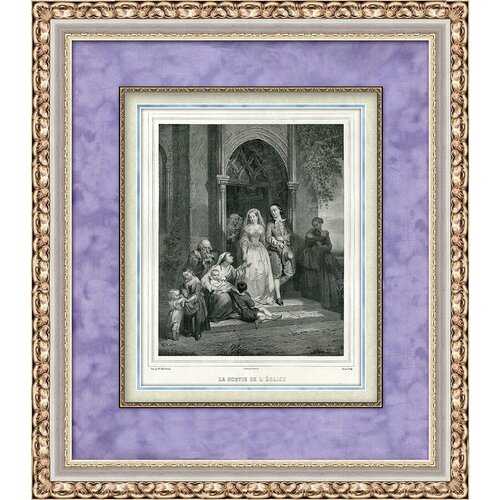 Свадьба. Выход из церкви. А. Ферран (1817– 1848) Картина антикварная. Уникальный, элитный, VIP подарок на свадьбу, годовщину или юбилей бракосочетания