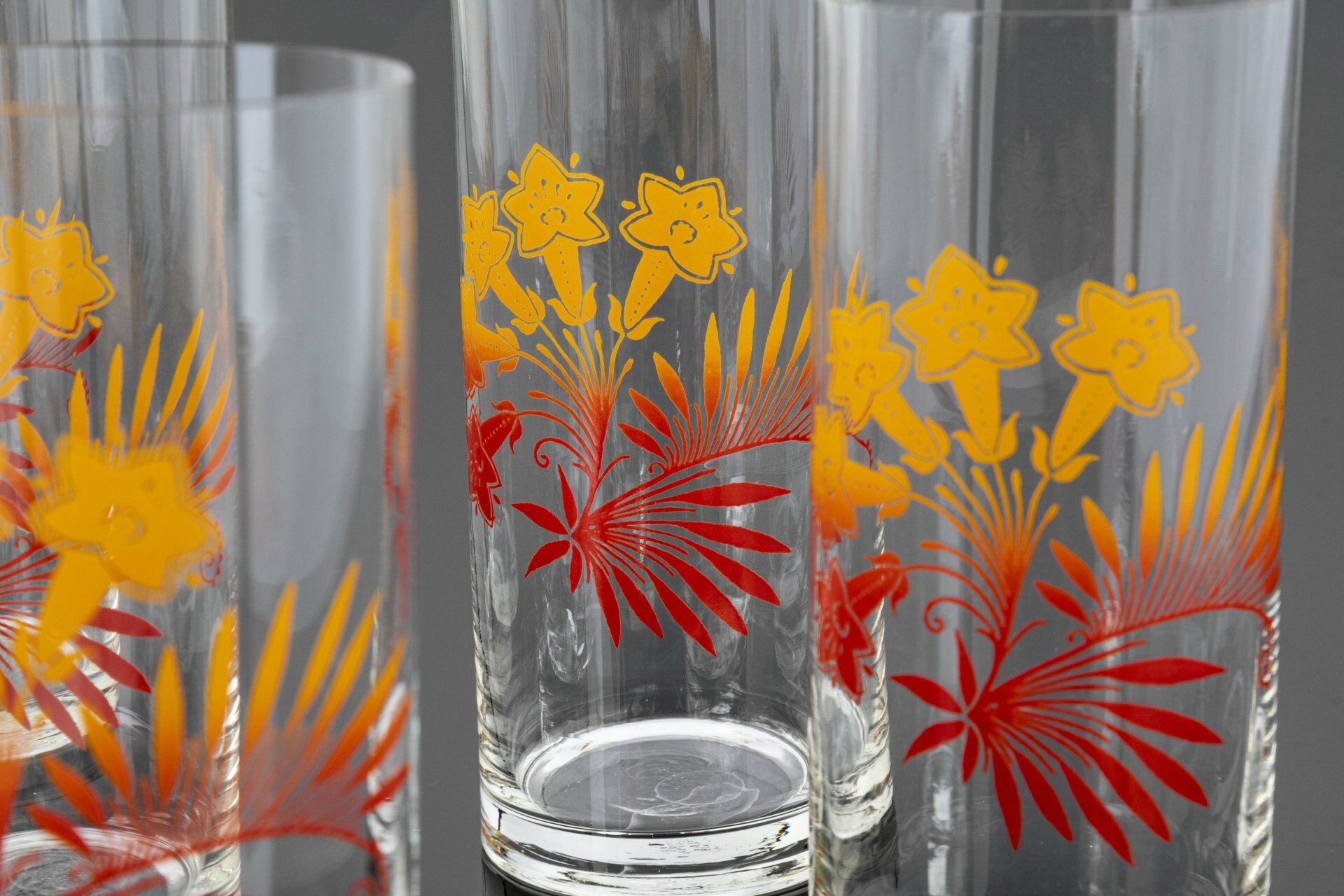 Набор стаканов с цветочным декором на 6 персон в оригинальной коробке, стекло