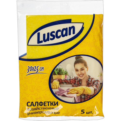 Luscan Economy Салфетки хозяйственные Luscan универсальн вискоза 60-70г/м2 30х25 см 5шт/уп