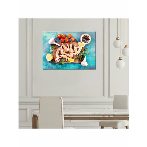 Картина на холсте с подрамником Креветки и овощи 40х60
