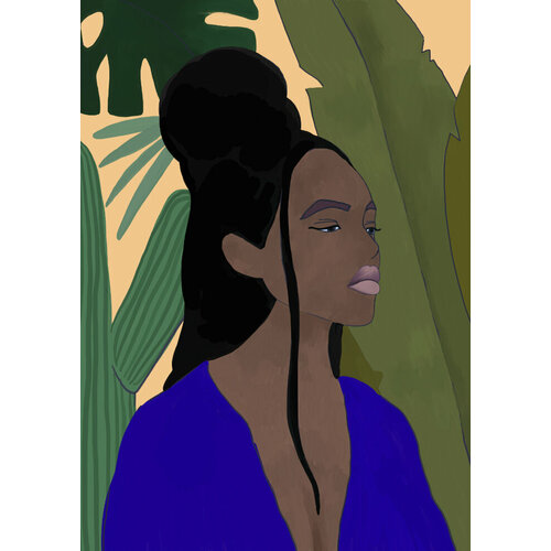 Постер интерьерный Девушка на фоне листьев А3 780₽