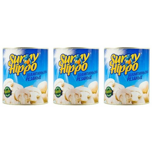 Sunny Hippo Шампиньоны резаные, 850 мл, 3 шт