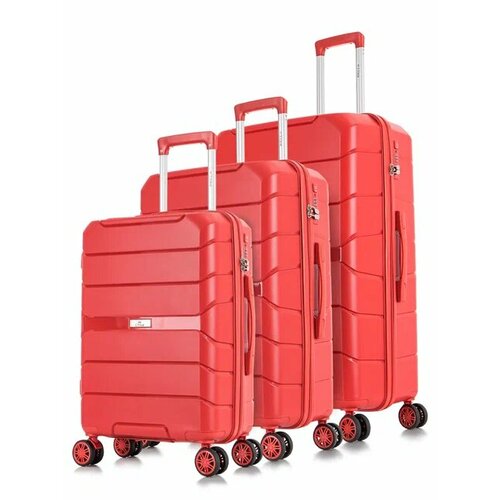 фото Комплект чемоданов l'case singapore, 3 шт., 124 л, размер s/m/l, красный