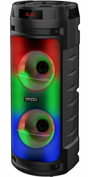 Ginzzu GM-219 {(V5.0), 50Вт, 150Гц- 18кГц, USB-flash, microSD-card, FM-радио, пульт ДУ, батарея 3,6В/4500мАч, эквалайзер }