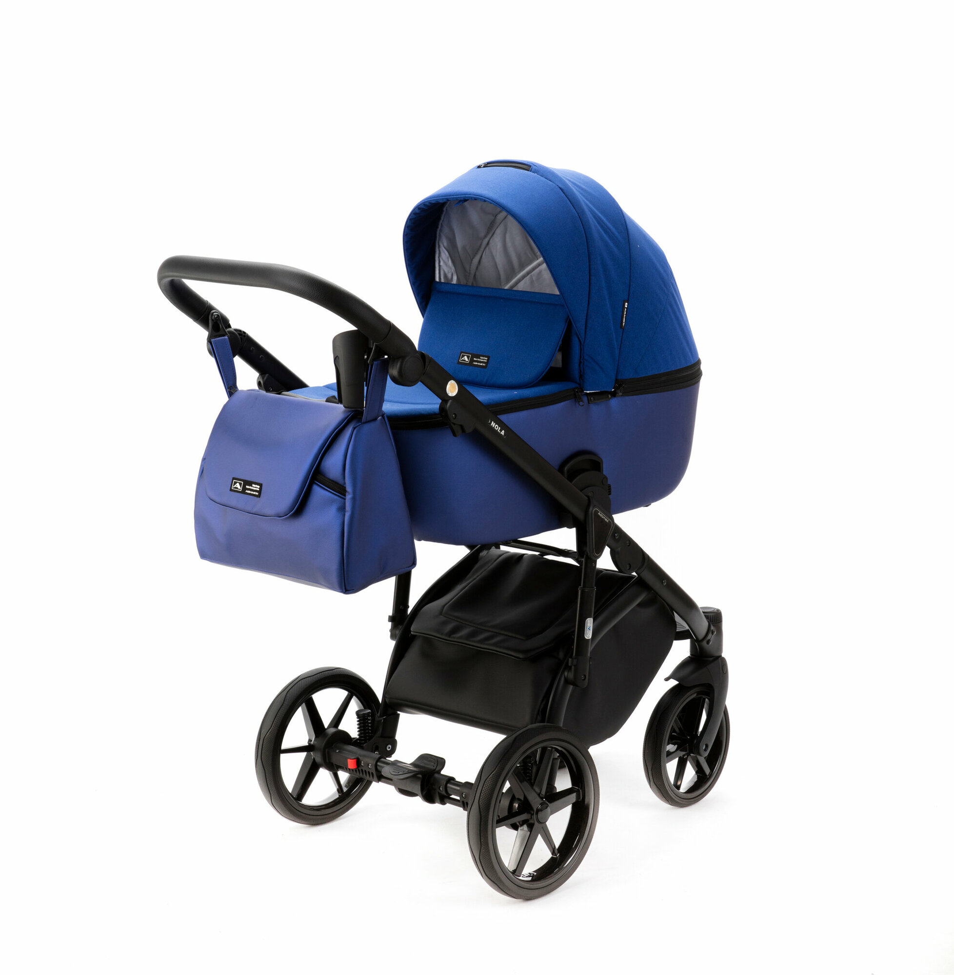 Детская универсальная коляска Adamex NOLA TIP 2 в 1 N-PS161 (Синий, Синяя перламутровая экокожа)