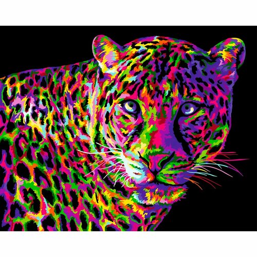 Русская живопись H141 Набор для рисования по номерам Цветной леопард 40*50см