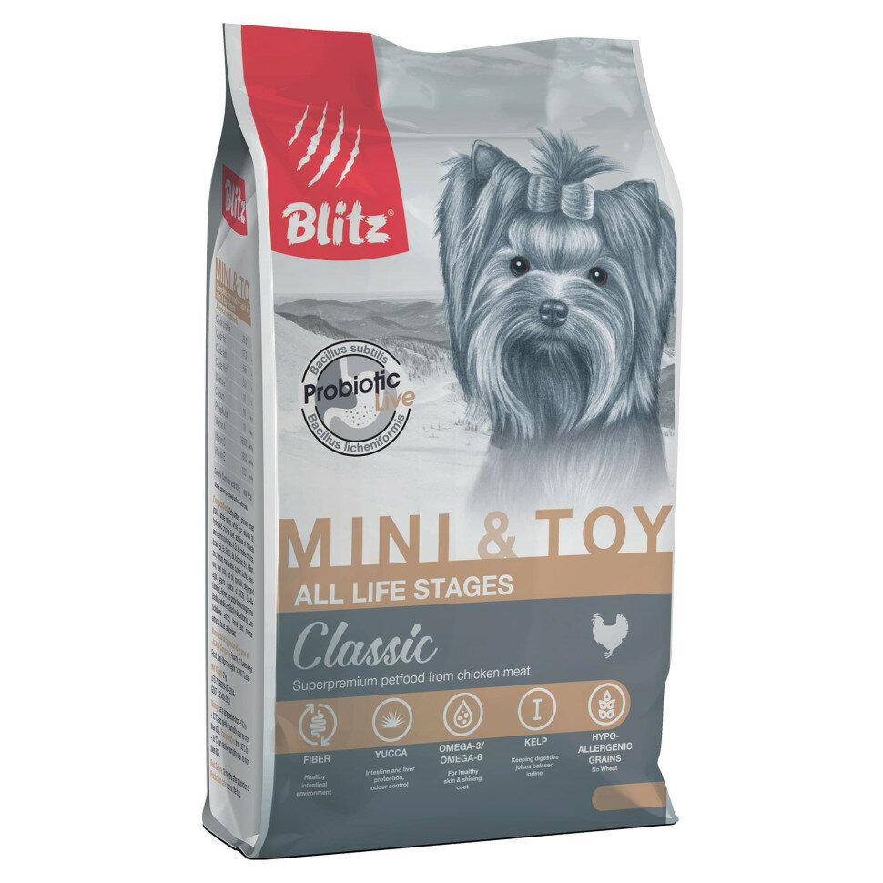 Сухой корм Blitz Classic Adult Dog Mini Toy 7 кг для собак миниатюрных и карликовых пород всех возрастов