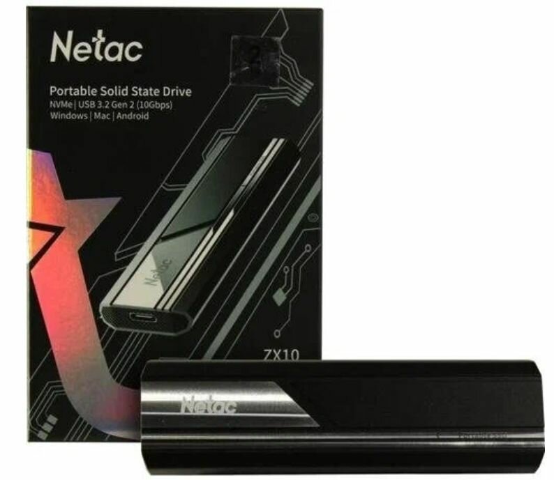 Ssd накопитель Netac ZX10 2TB USB 3.2 Gen 2 Type-C External SSD, R/W up to 1050/1050MB/s, with USB C to A cable and 10Gbps USB C to C cable 5Y wty (NT01ZX10-002T-32BK) - фото №6
