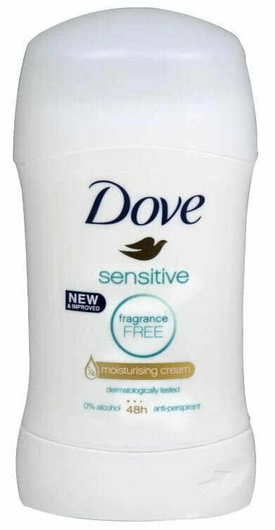 Dove Дезодорант-антиперспирант Sensitive, стик, 48 ч защиты, 40 мл
