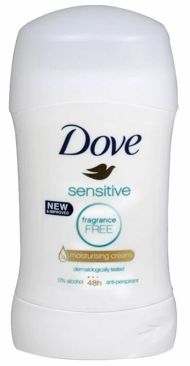 Dove Дезодорант-антиперспирант Sensitive, стик, 48 ч защиты, 40 мл