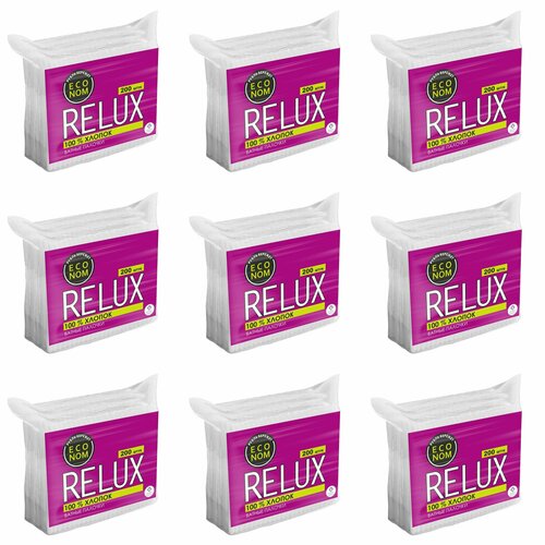 Relux Ватные палочки Econom, 200 шт, 9 уп.