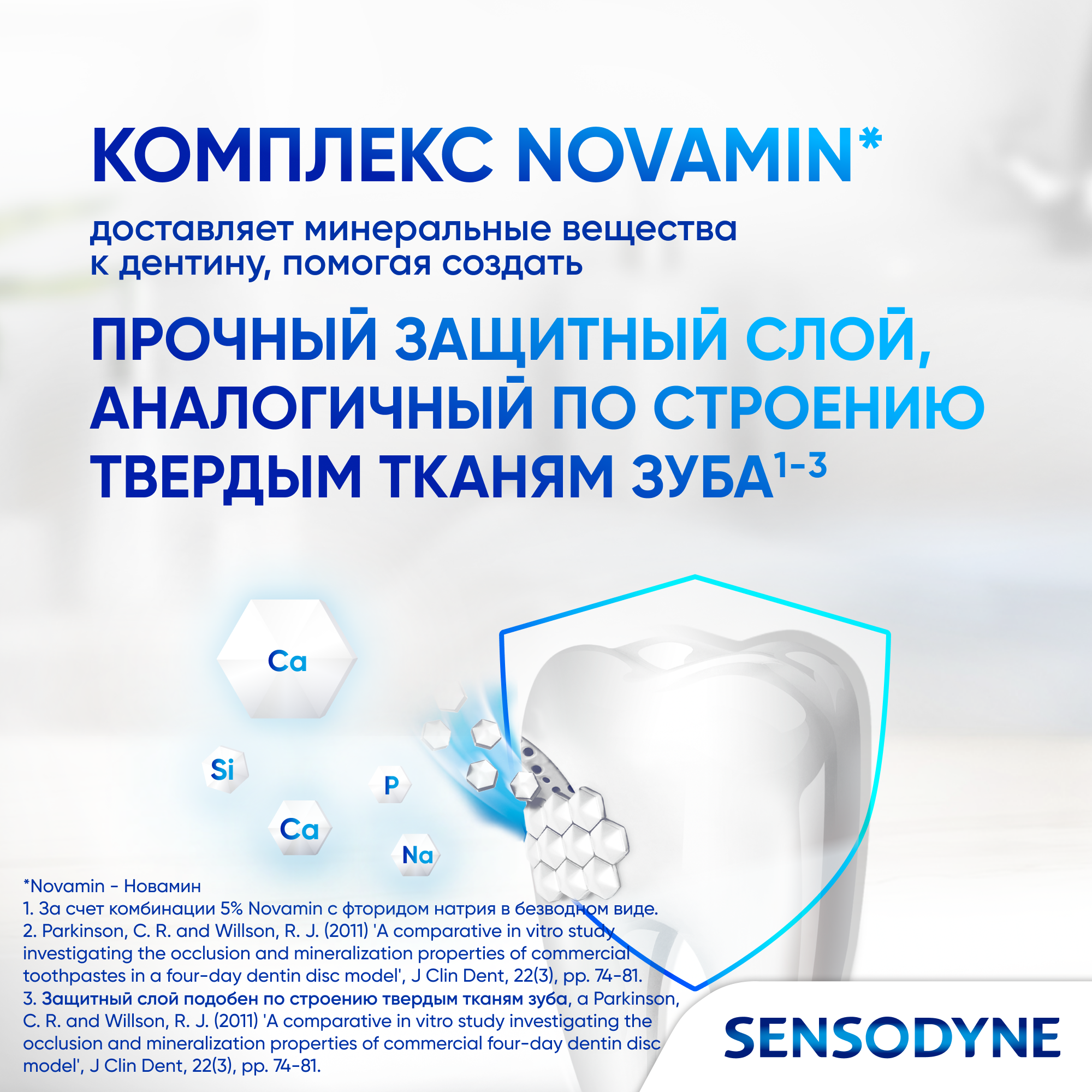 Зубная паста Sensodyne Восстановление и Защита для чувствительных зубов с кальцием и фтором, для защиты от чувствительности зубов и кариеса, 75 мл*2шт