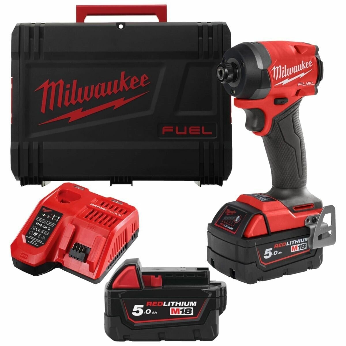 фото Аккумуляторный импульсный винтоверт Milwaukee M18 FUEL FID3-502X, 226 Нм, с 2 АКБ 5 Ач и ЗУ, в кейсе, 4933479865
