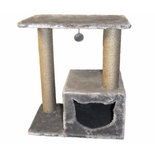 Когтеточка домик PetSmile с большой платформой. Серый.70х58х35.