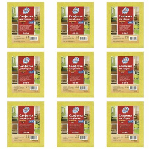Мой дом Салфетка для уборки, вискозная, 30x38 см, 5 шт, 9 уп
