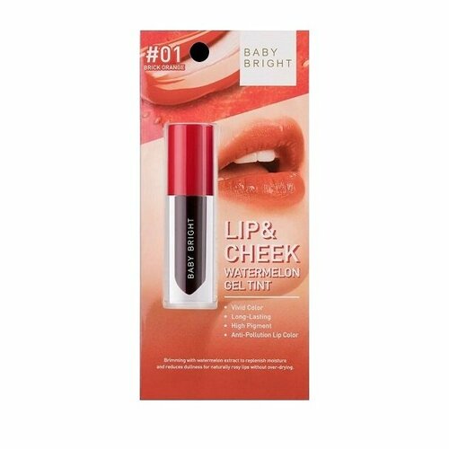 Baby Bright Тинт для губ оранжевый 01 - Lip & Cheek Watermelon Gel Tint 2.5g Orange