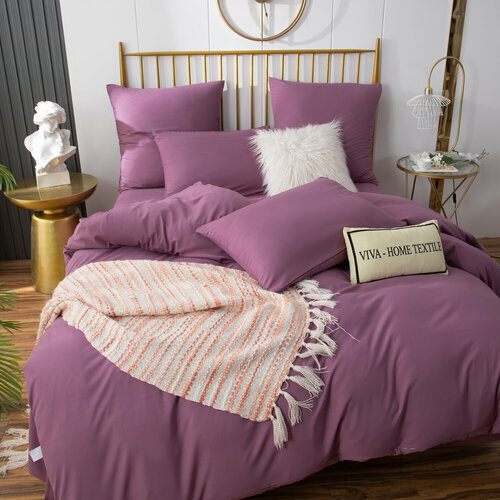 Комплект постельного белья Viva Home Textile Однотонный сатин CS043, Евро 4 наволочки
