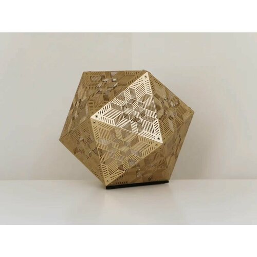 Металлический теневой светильник резной с проекцией на стены потолок сталь большой размер 38 см Золотой 08