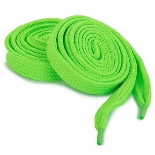 Домашний сундук Шнурки плоские широкие Color, 110 см, Салатовые неон