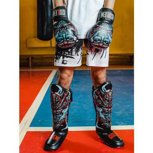 Защита голеностопа, накладки на ноги, защита голени для бокса, ММА, тайский бокс, детская и взрослая защита ног, синий самурай М