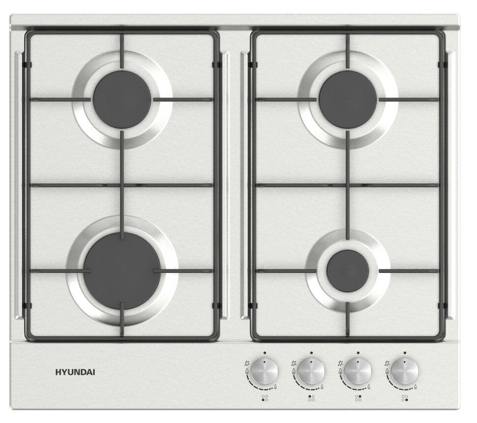 Варочная поверхность газ. Hyundai HHG 6432 IX нержавеющая сталь