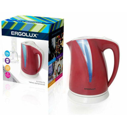 Чайник ELX-KP03-C73 пласт 20л 160-250В 1500-2300Вт вишнево-свет сер Ergolux 13116 296400₽