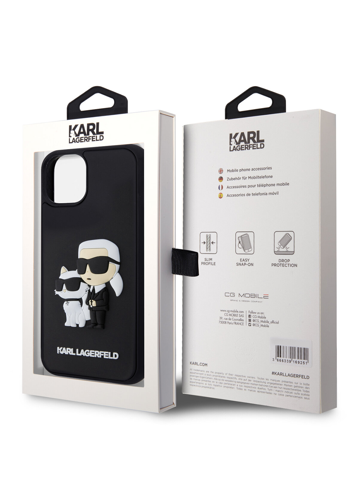 Lagerfeld для iPhone 15 чехол 3D Rubber Karl & Choupette Hard Black