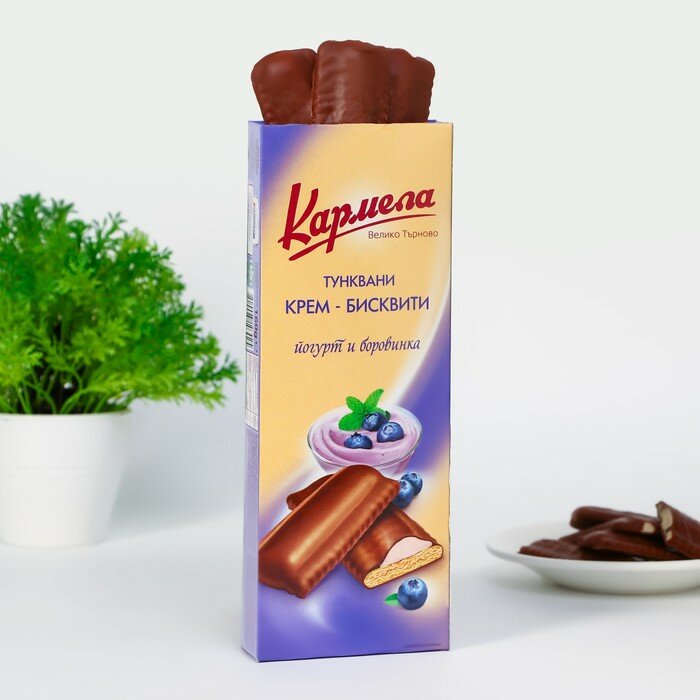 Karmela Печенье Karmela с черничным кремом в шоколаде, 160 г - фотография № 1