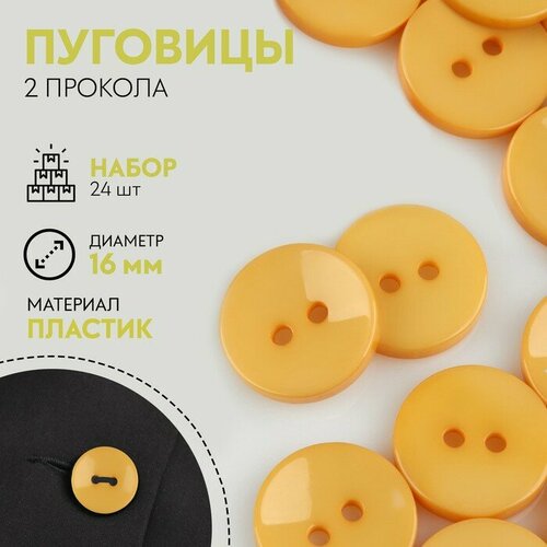 Набор пуговиц 2 прокола d 16 мм 24 шт цвет горчичный 341₽