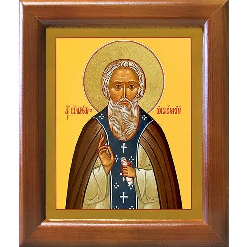 Преподобный Сильвестр Обнорский, Пошехонский, икона в деревянной рамке 12,5*14,5 см
